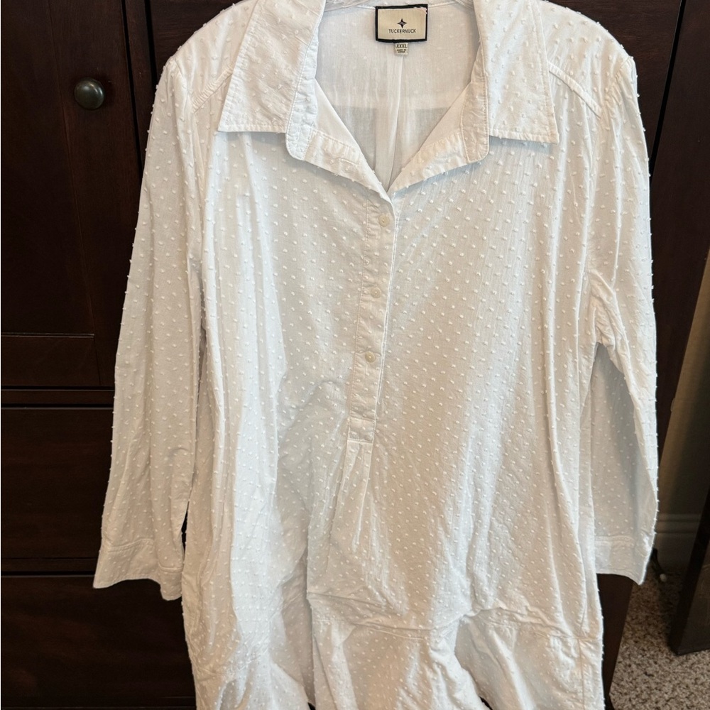 Tuckernuck White Swiss Dot Callahan Shirt Dress